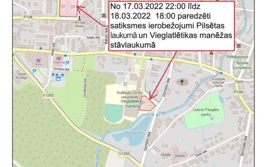 Satiksmes ierobežojumi Kuldīgā