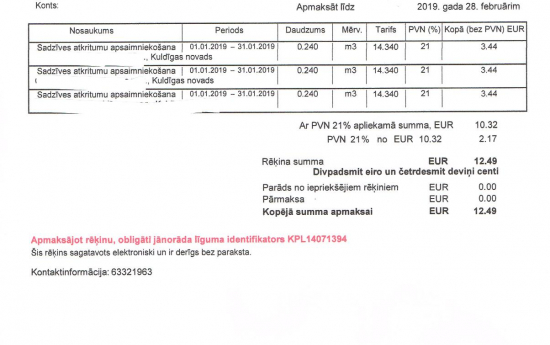 Apmaksājot rēķinu, jānorāda līguma identifikators