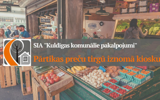 Pārtikas preču tirgū iznomā kiosku 