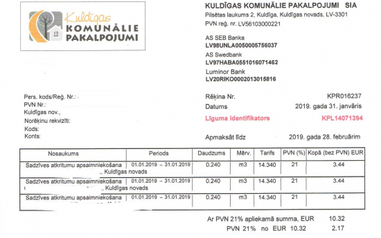 Apmaksājot rēķinu, jānorāda līguma identifikators