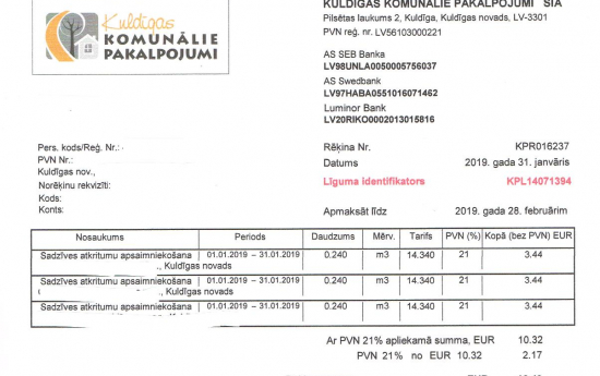 Apmaksājot rēķinu, jānorāda līguma identifikators