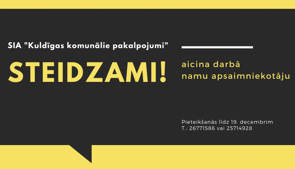 Aicinām darbā namu apsaimniekotāju