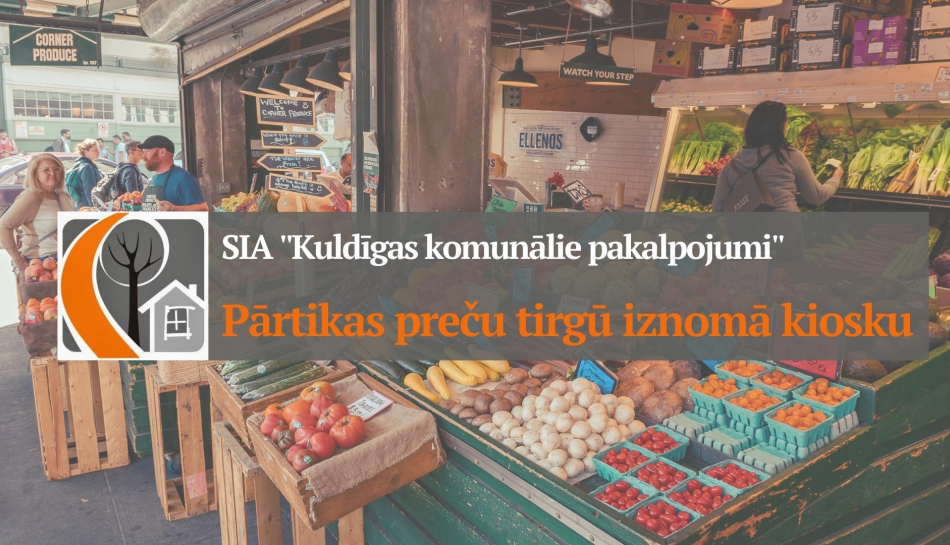 Pārtikas preču tirgū iznomā kiosku 