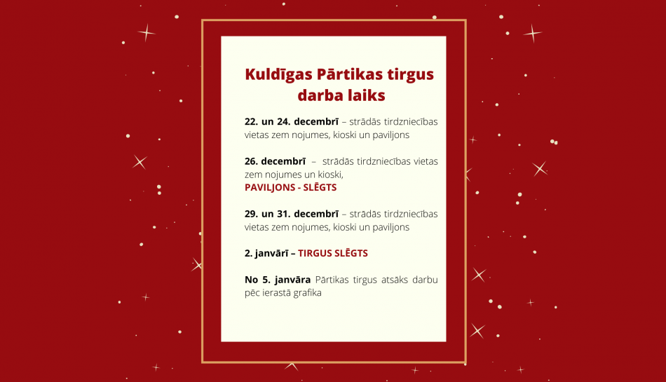 Pārtikas tirgus darba laiks svētkos