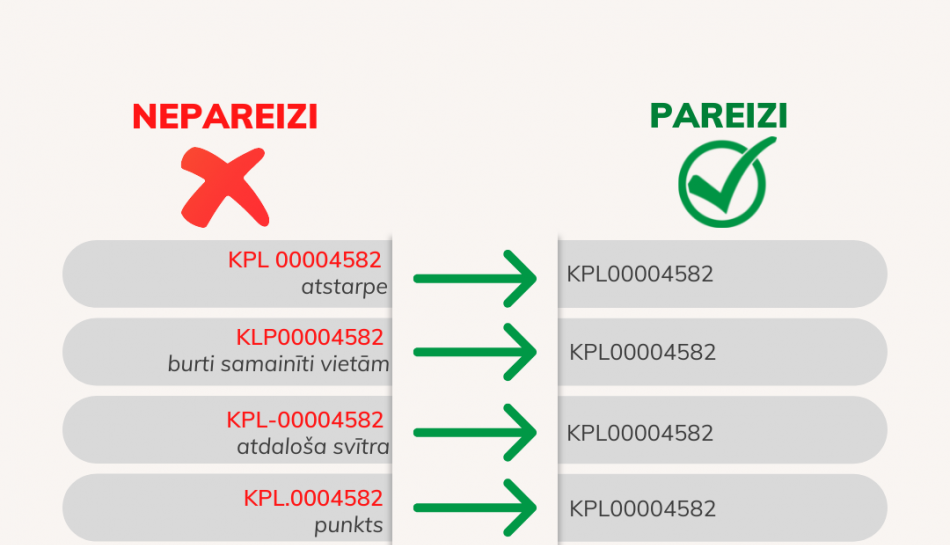 Maksājuma mērķī PRECĪZI jānorāda līguma identifikators